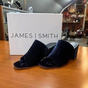 James Smith Crushed Velvet Heeled Mules